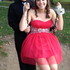 Deep Pink Homecoming Semi Formal Dress